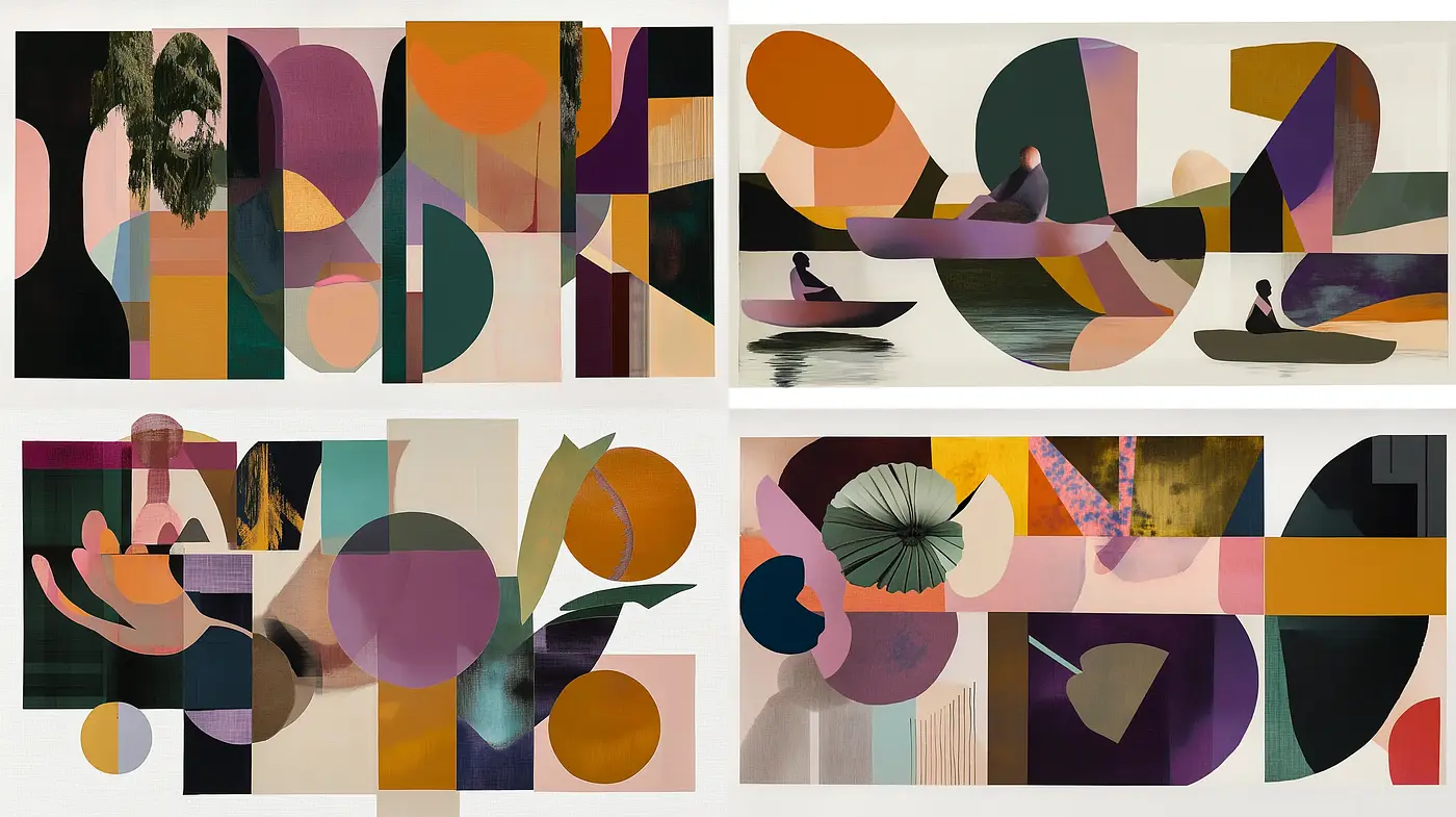 Contemporary Abstract Mosaic in Earthy Tones - Midjourney sref style