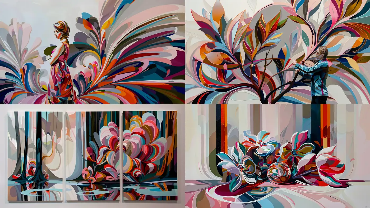 Vibrant Floral Whirls in Contemporary Abstract Expression - Midjourney sref style