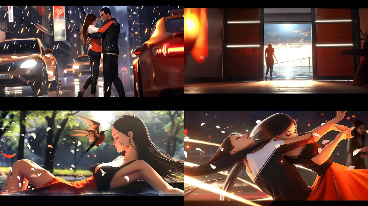 Luminous Embrace of Warm Tones: A Vivid Fusion of Modern Romance and Dynamic Brushwork - Midjourney sref style