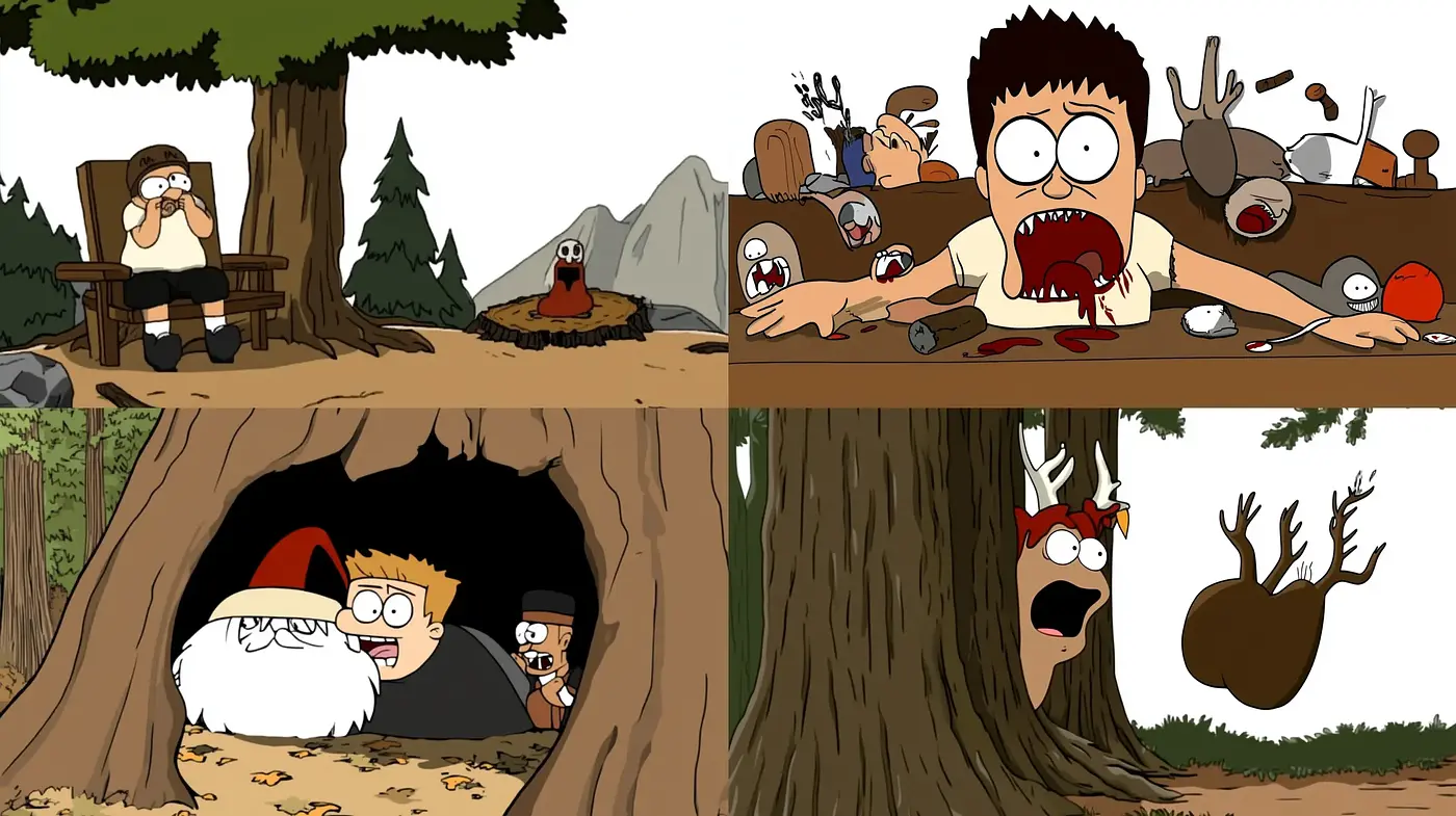 Animated Woodland Mischief: Homogenized Cartoon Style with Nature Themes - Midjourney sref style