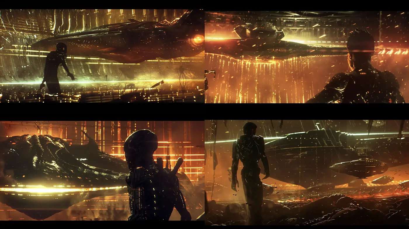 Futuristic Dystopian Visions with a Cyberpunk Essence - Midjourney sref style