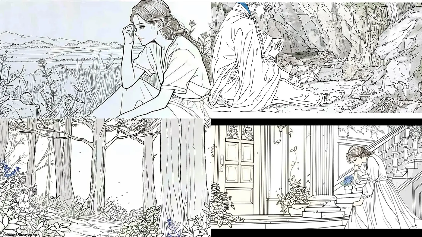 Ethereal Monochromatic Illustrations with a Touch of Serenity - Midjourney sref style