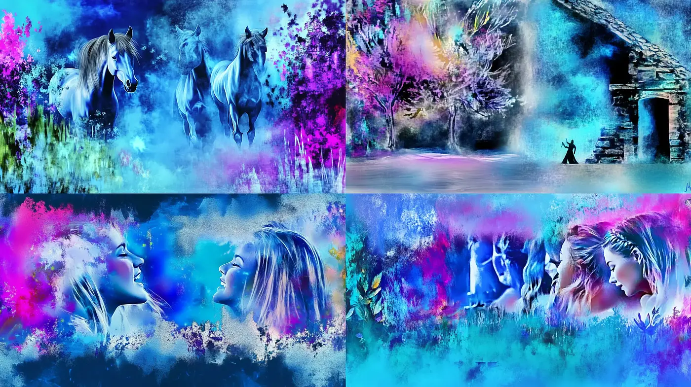 Ethereal Dreamscape Expressions in Vivid Hues - Midjourney sref style