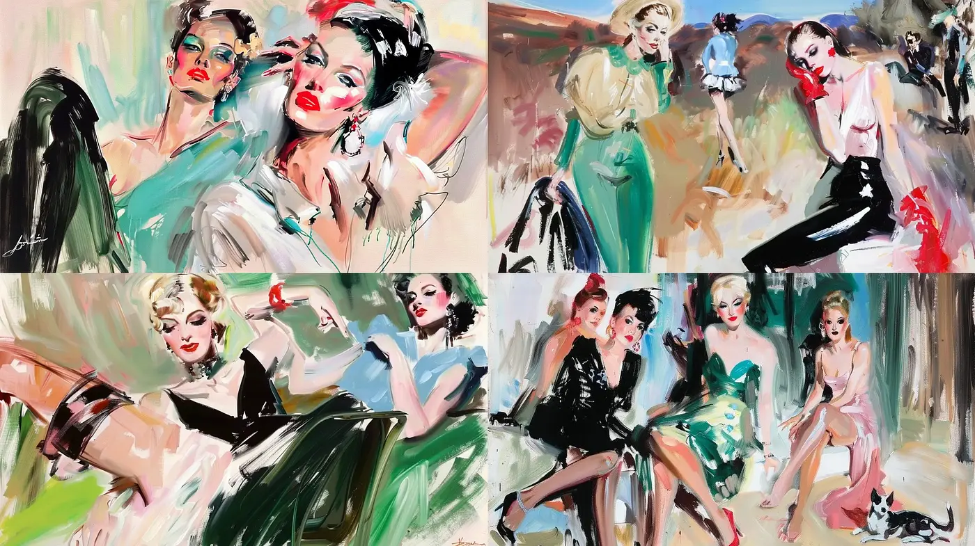 Elegant Fashion Elegy in Expressive Brushstrokes - Midjourney sref style