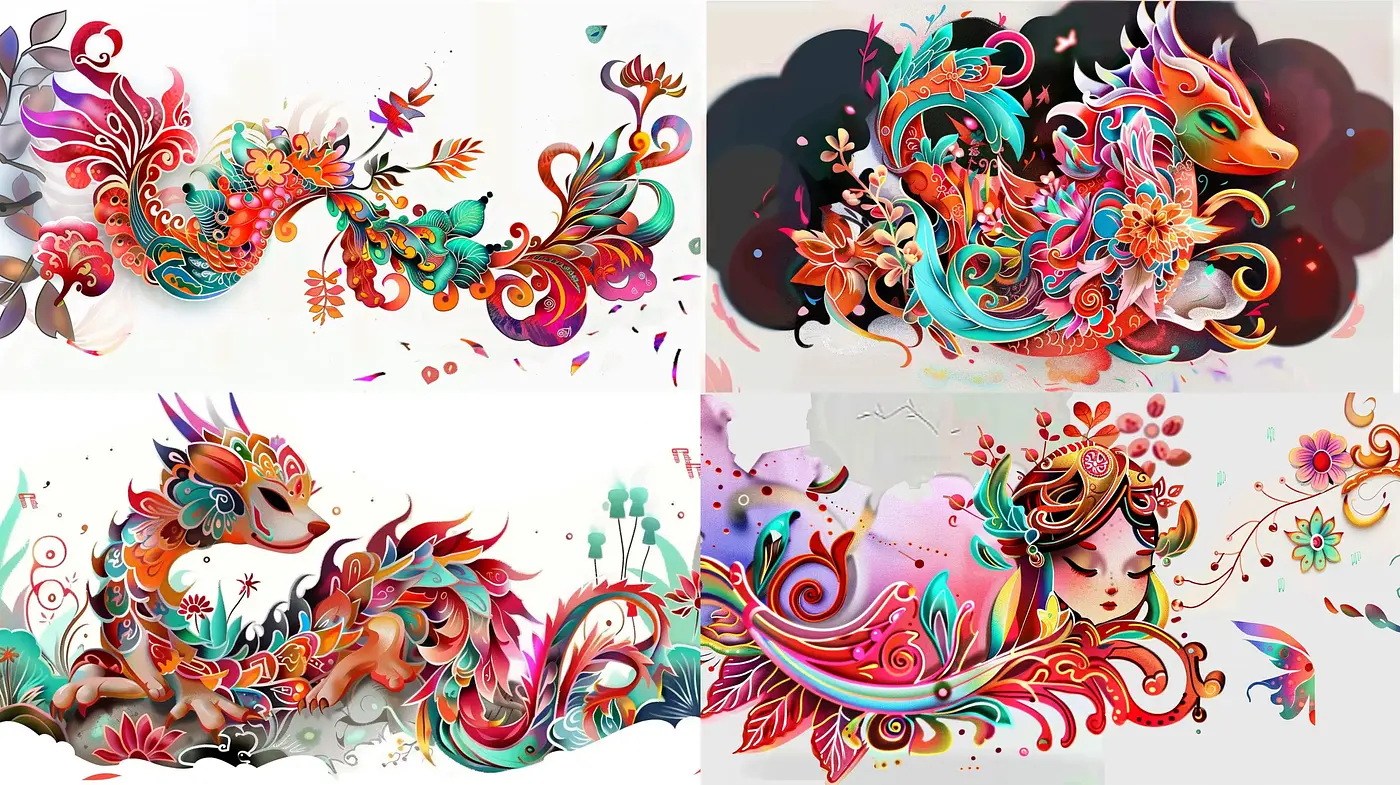 Ethereal Floralesque Dreamscape in Vivid Hues - Midjourney sref style