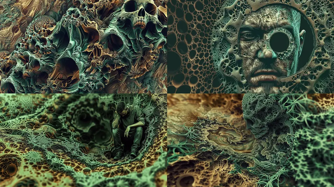 Complex and Intricate Organic Textures with a Haunting Atmosphere - Midjourney sref style
