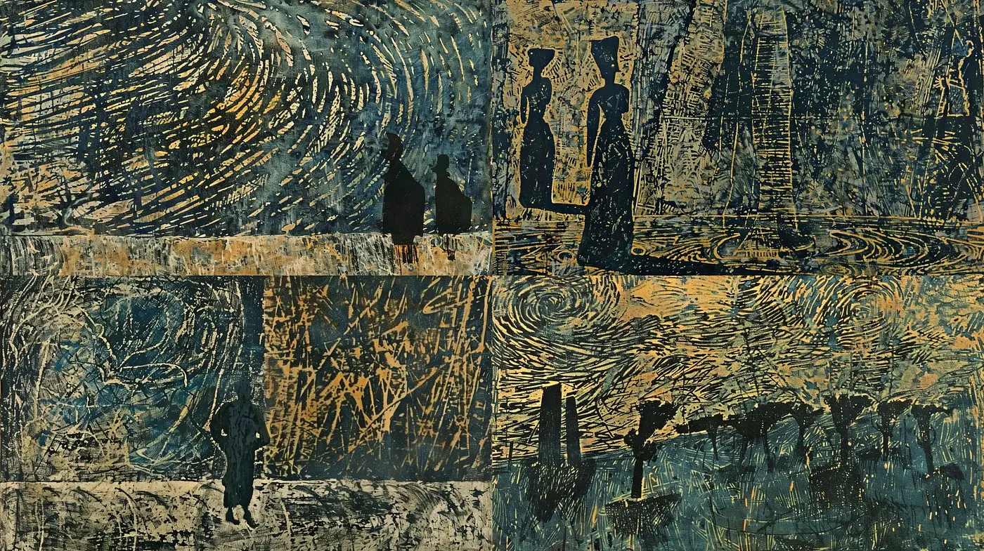 Ethereal Nocturnal Etchings in Indigo Hues - Midjourney sref style