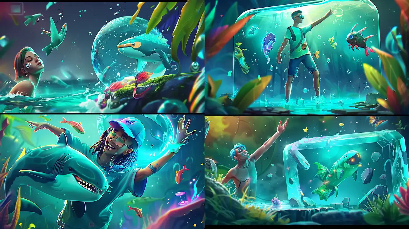 Vibrant and Whimsical Underwater Adventure with a Touch of Fantasy - Midjourney sref style