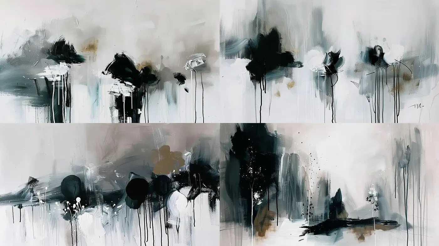 Abstract Expressionist Blur in Monochrome - Midjourney sref style