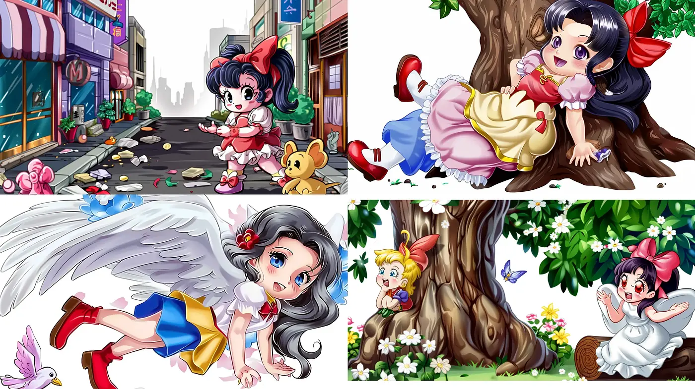 Vibrant Storybook Whimsy: A Harmonious Blend of Lively Colors and Manga-Inspired Charm - Midjourney sref style