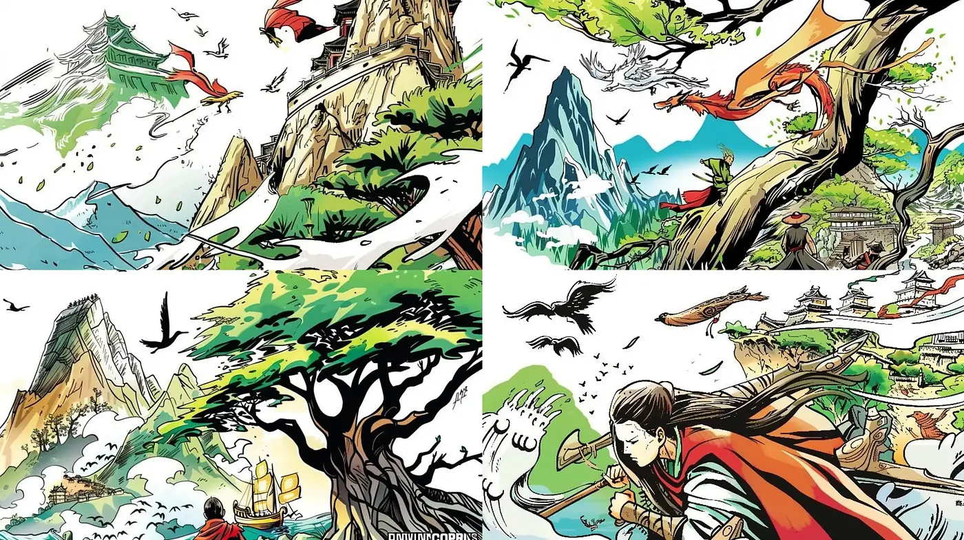 Ethereal East Asian-Influenced Natural Landscapes with Vivid Storybook Quality - Midjourney sref style