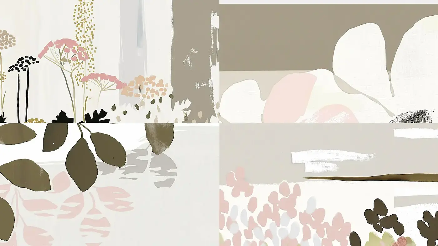 Elegant and Subtle Botanical Abstraction with Soft Textures - Midjourney sref style