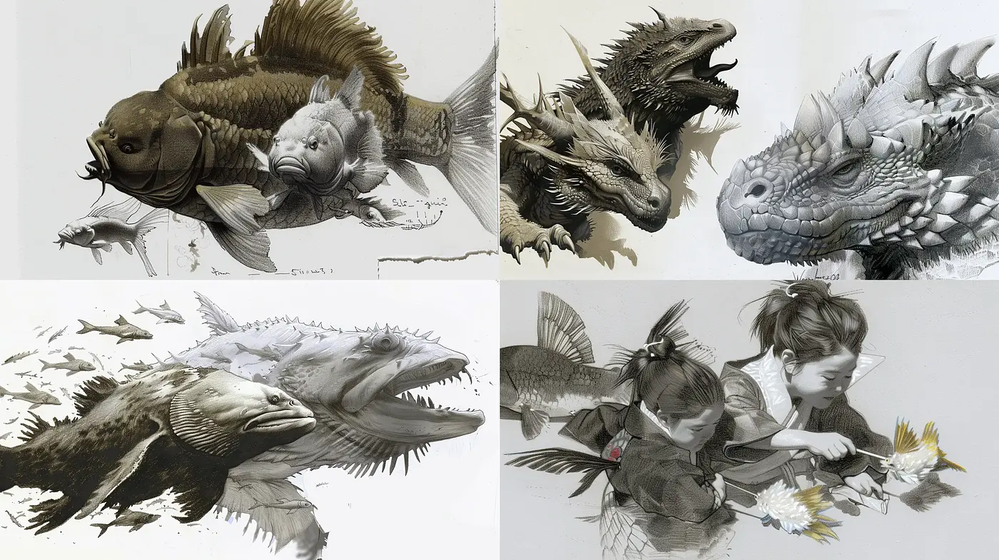 Monochromatic Nuances and Ethereal Textures in Mythical Realism - Midjourney sref style