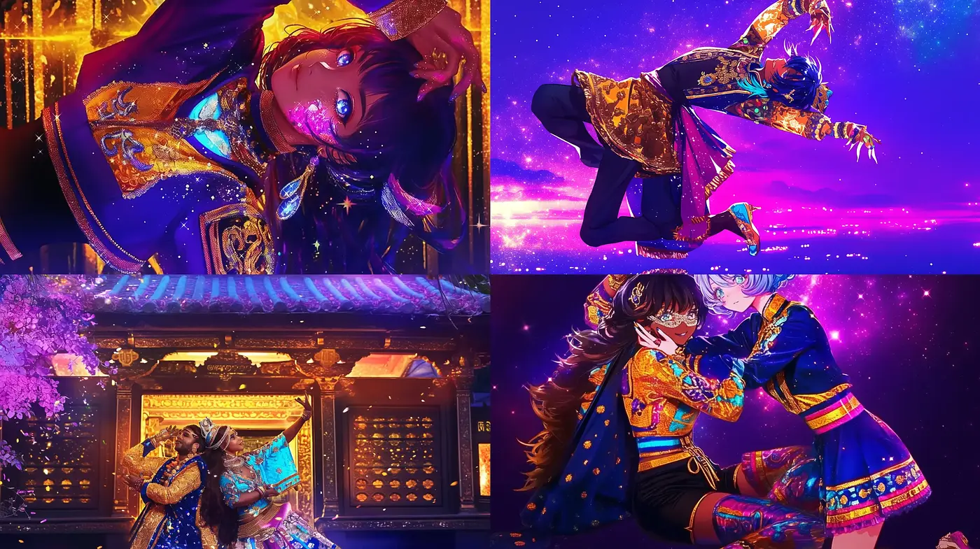 Cosmic Anime Dreamscapes with Vibrant Ethereal Hues - Midjourney sref style