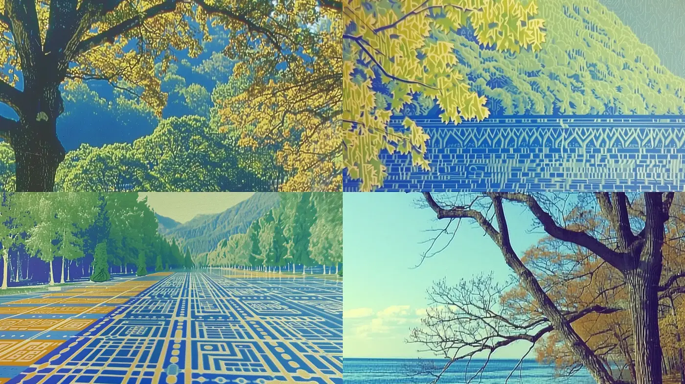 Synthesized Labyrinth of Nature and Geometry - Midjourney sref style