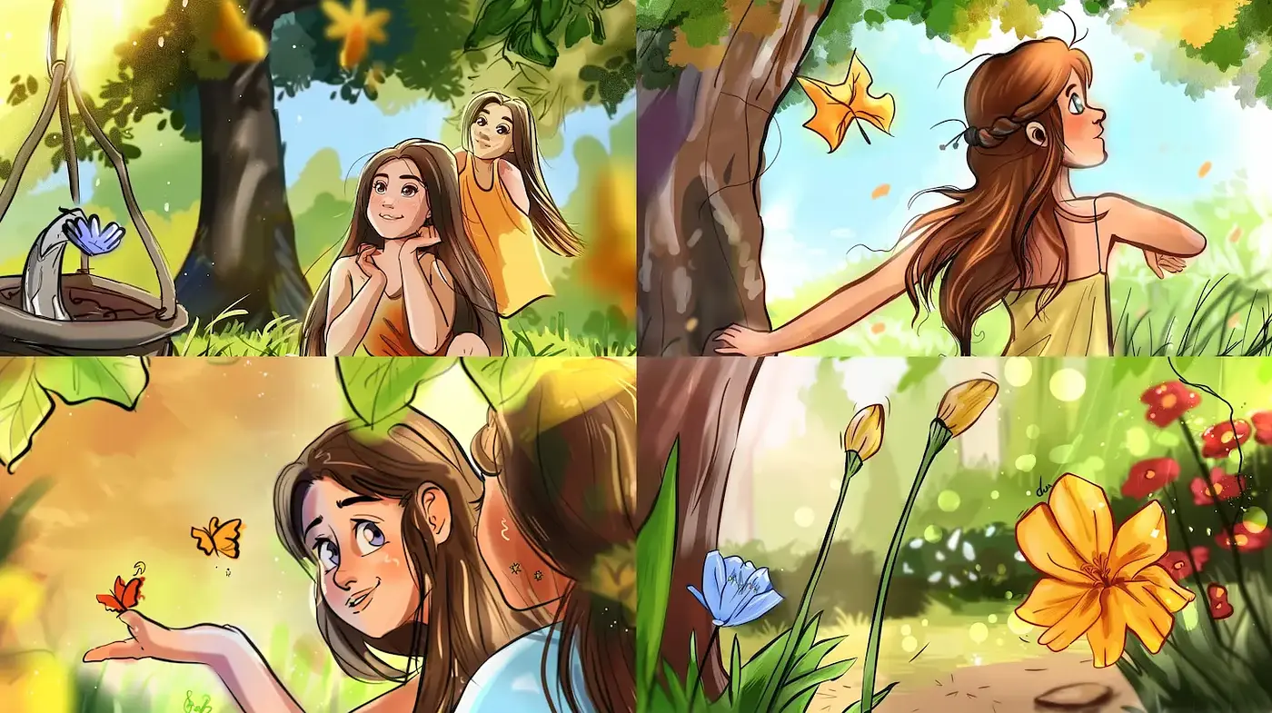 Whimsical and Vibrant Botanical Illustrations with a Touch of Fantasy - Midjourney sref style