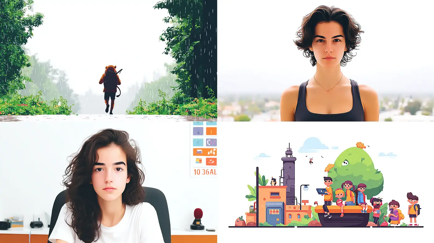Diverse Artistic Expressions with Consistent Elements Across Four Generated Images - Midjourney sref style