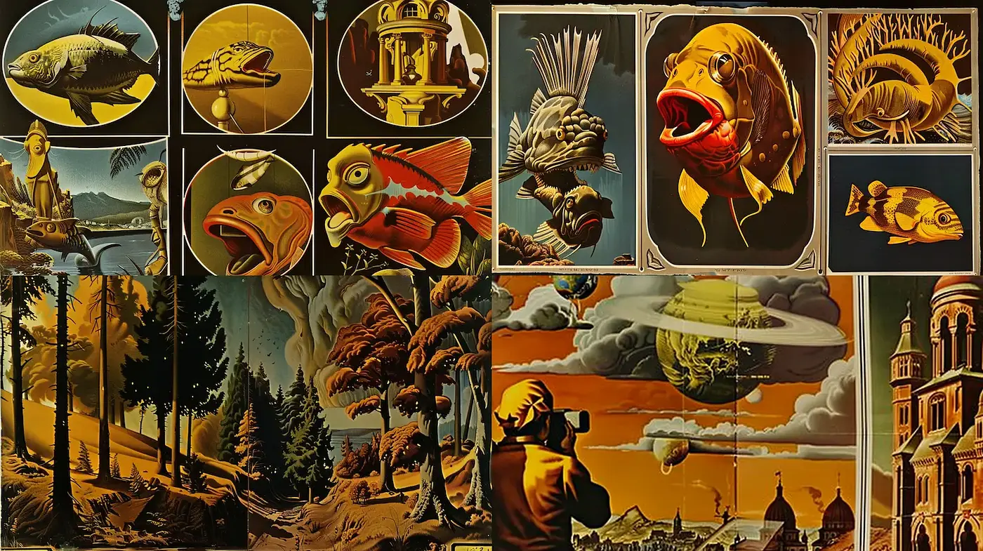 Surreal Blend of Realism and Fantasy with a Retro Aesthetic - Midjourney sref style