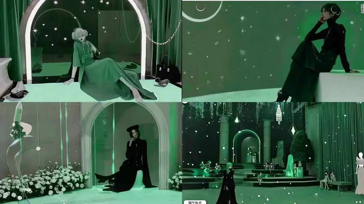 Monochromatic Elegance in Enigmatic Emerald Noir - Midjourney sref style