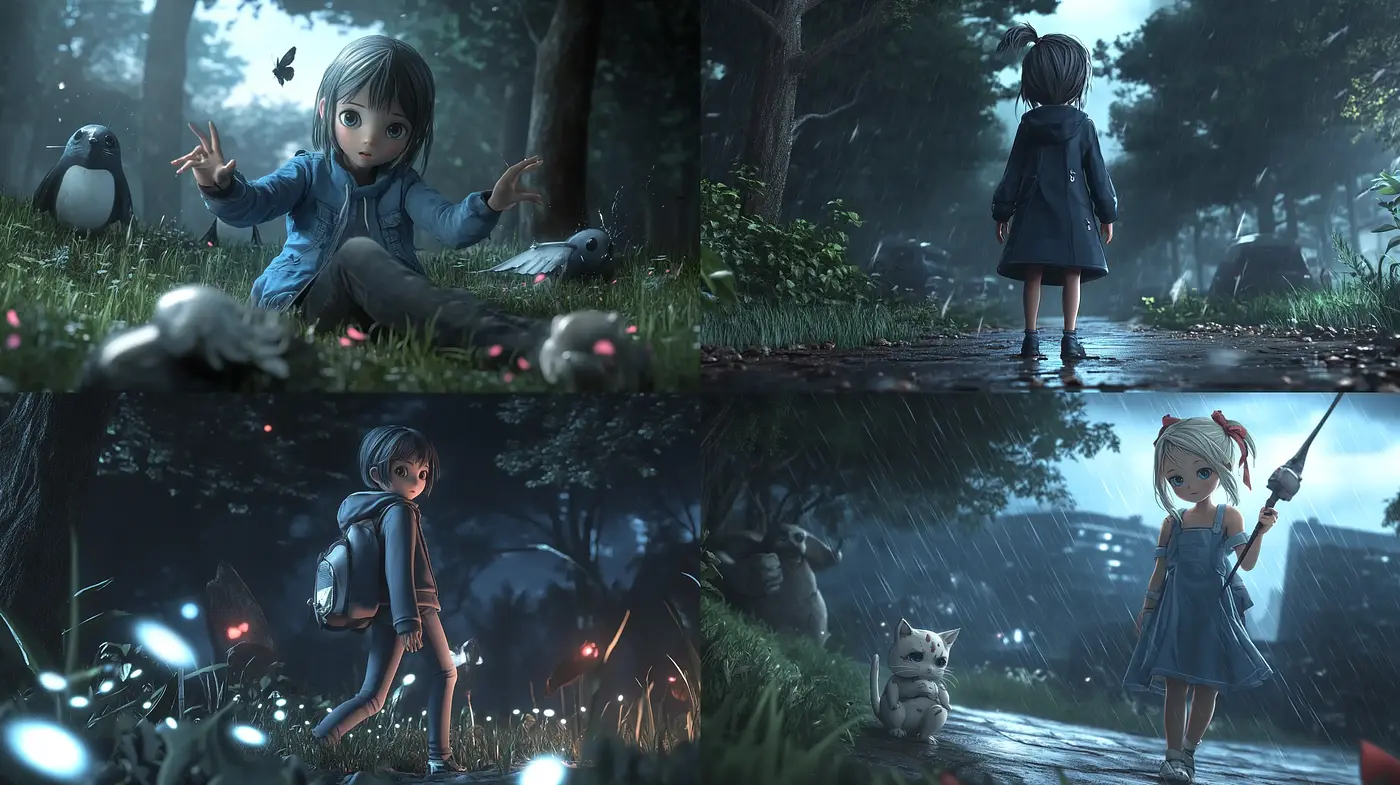Enigmatic Rain-Drenched Dreamscape in Cinematic Style - Midjourney sref style