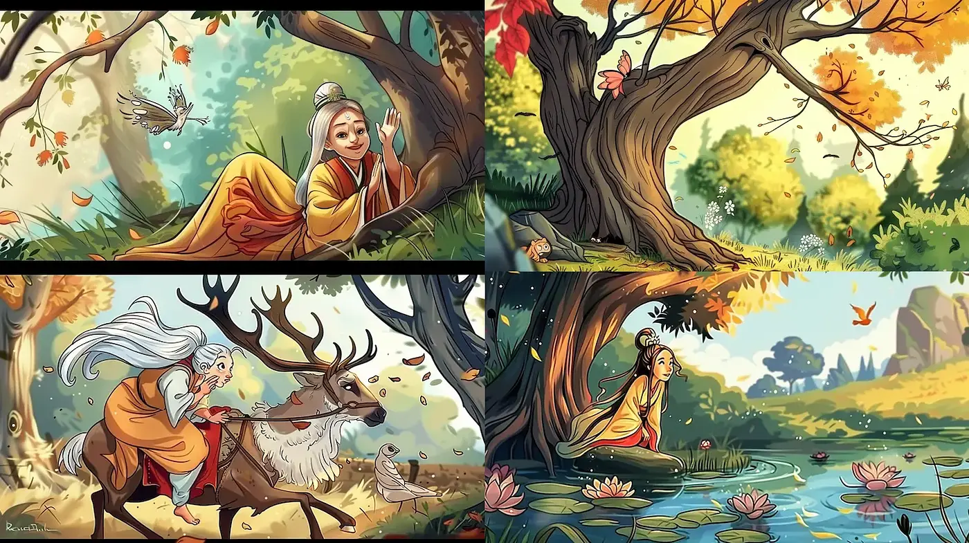 Whimsical Autumn Adventure with Nature's Embrace - Midjourney sref style