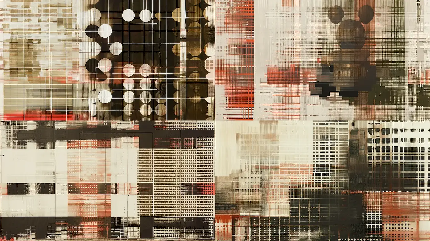 Abstract Geometric Composition with Vintage Influences and a Warm Palette - Midjourney sref style