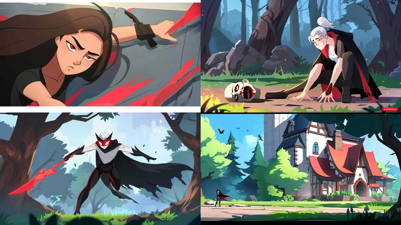 Dynamic Storybook Illustration with Lush Environments and Bold Characters - Midjourney sref style