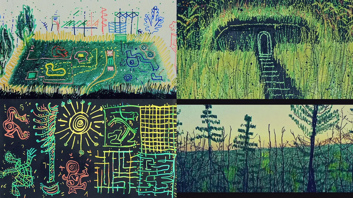 Abstracted Vivacity in Textured Scrawl: A Homage to Neo-expressionism - Midjourney sref style