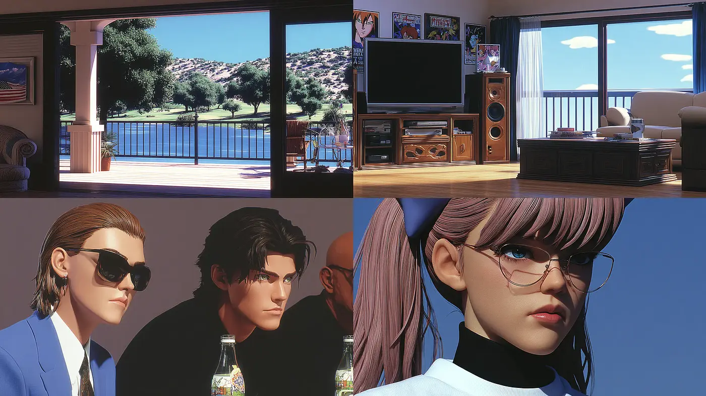 Stylized modern-vintage aesthetics with cinematic influences - Midjourney sref style