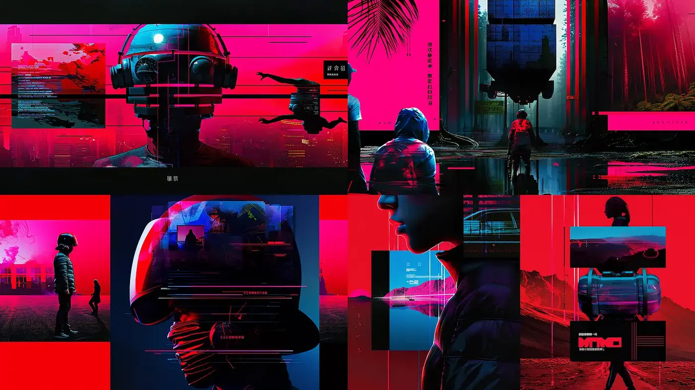 Futuristic cyberpunk aesthetic with bold contrasts and immersive atmospheres - Midjourney sref style