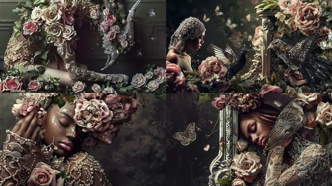 Ethereal Floral Fantasy with Intricate Textures - Midjourney sref style