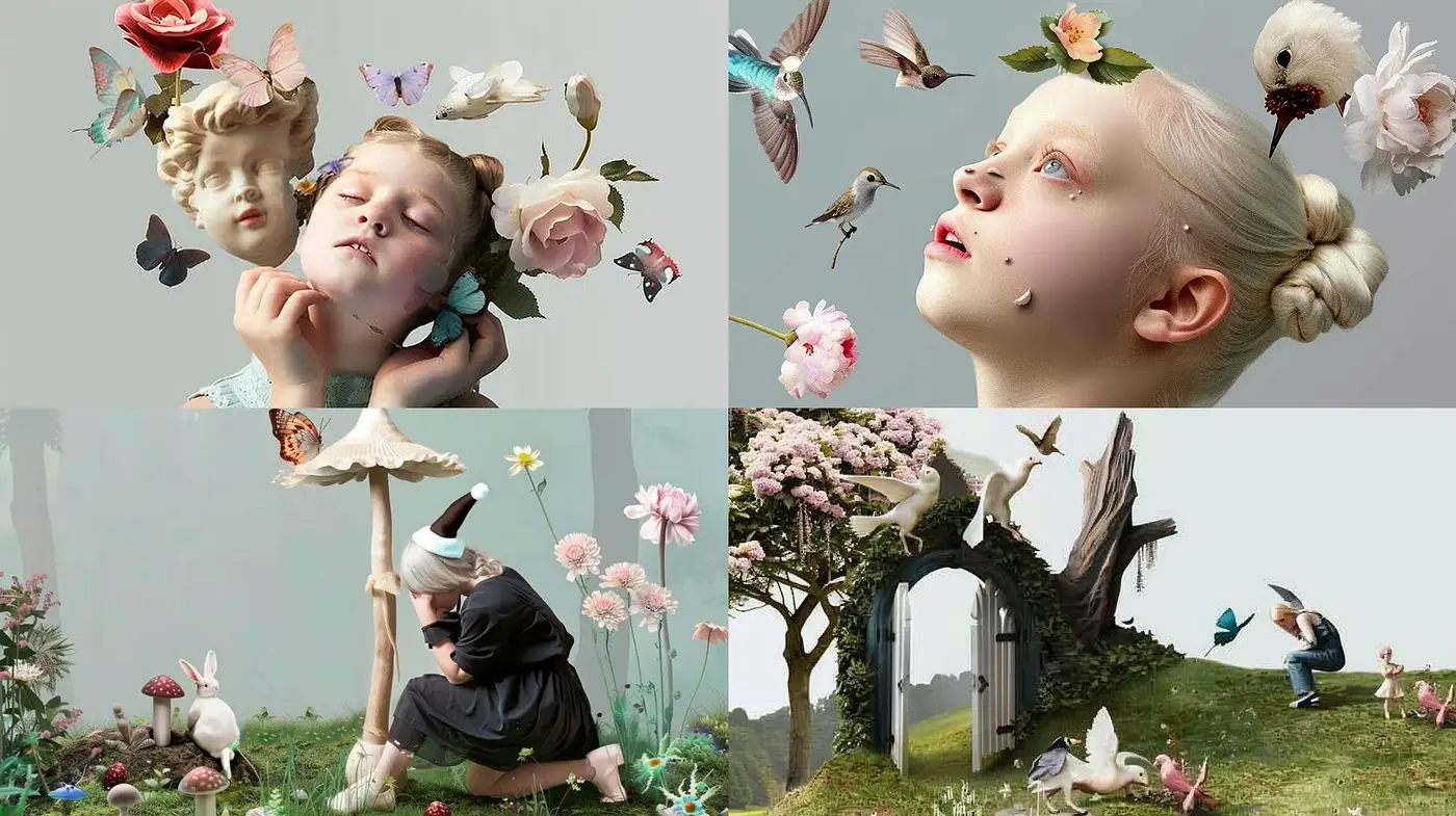 Whimsical Serenity in Pastel: A Surreal Garden Dreamscape - Midjourney sref style