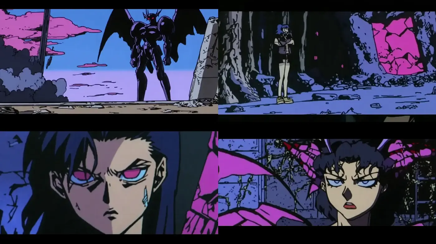 Neo-Tokyo Twilight: A Cyberpunk Anime Aesthetic in Pink and Blue Hues - Midjourney sref style