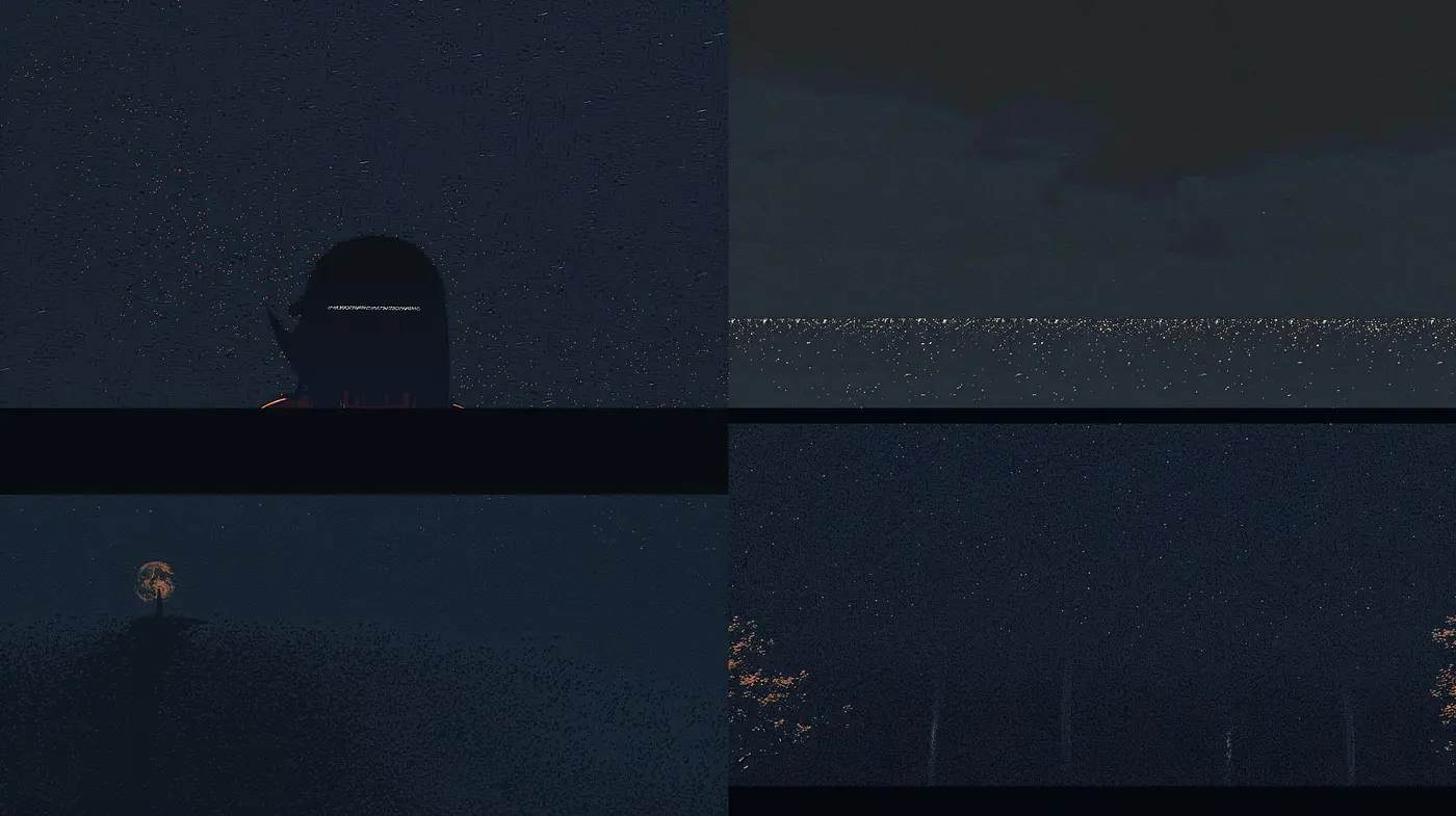 Nocturnal Elegy: An Introspective Study of Solitude and Serenity in a Stylized Universe - Midjourney sref style