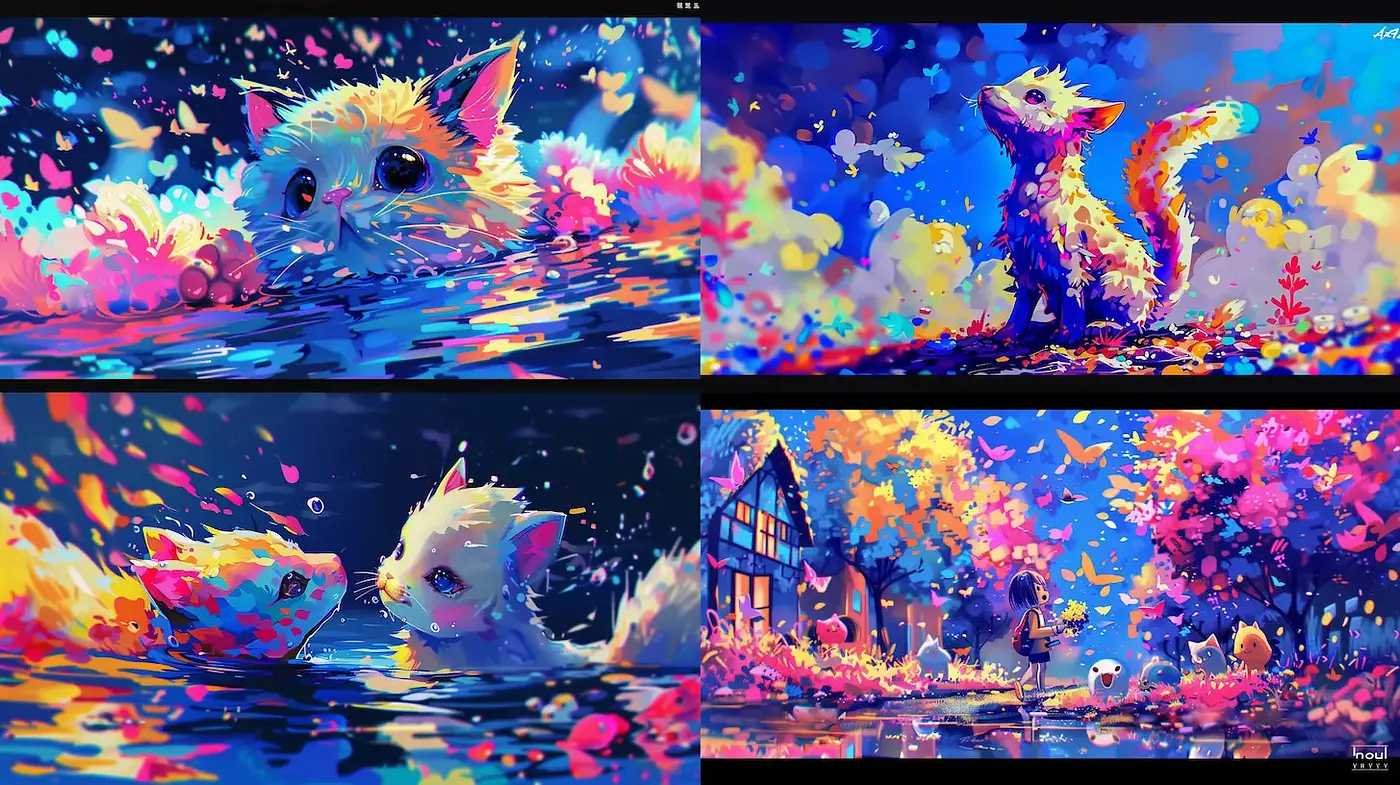 Vibrant and Whimsical Feline Fantasy - Midjourney sref style