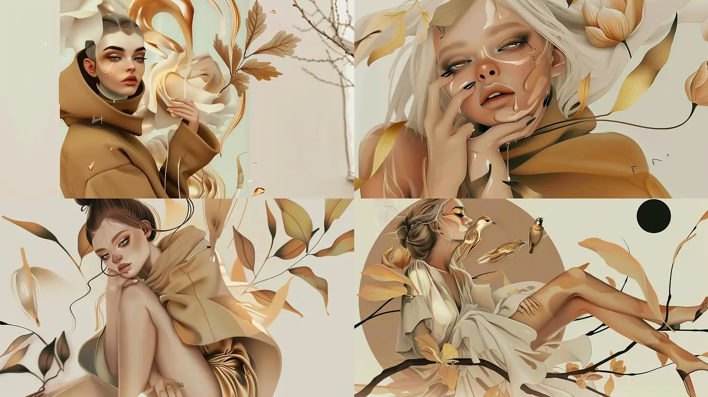 Autumnal Elegance with Surreal Tones - Midjourney sref style