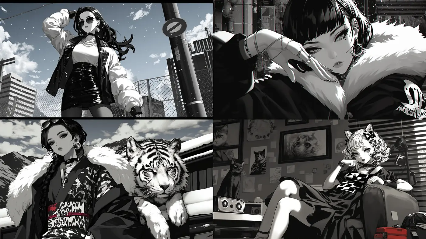 Monochromatic Elegance: Noir-Inspired Vignettes with a Contemporary Twist - Midjourney sref style