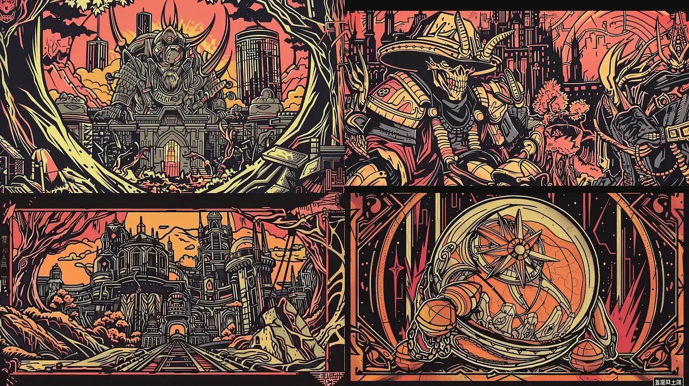 Vivid and Intricate Fantasy Illustrations with Gothic Elements - Midjourney sref style