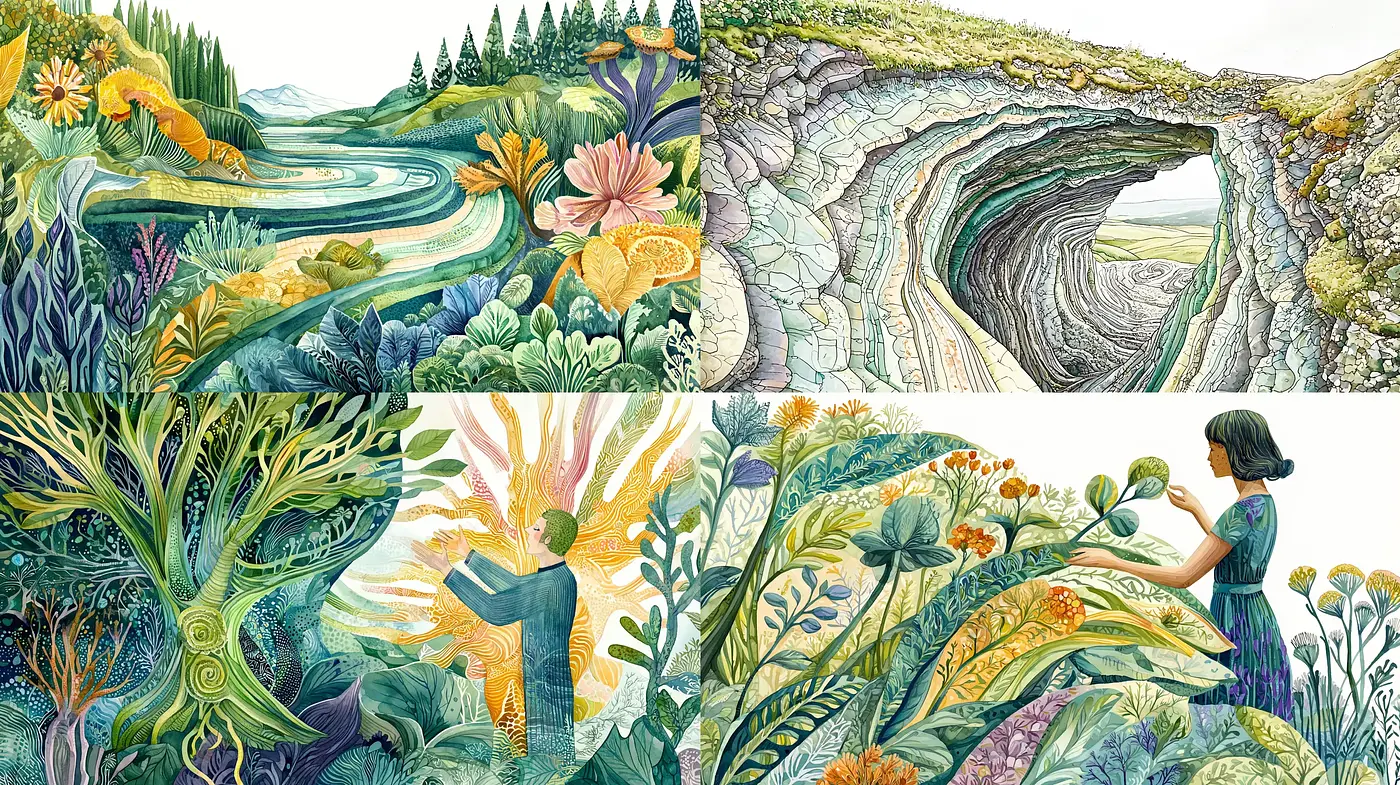 Enchanting Botanical Tapestry in Surrealistic Hues - Midjourney sref style