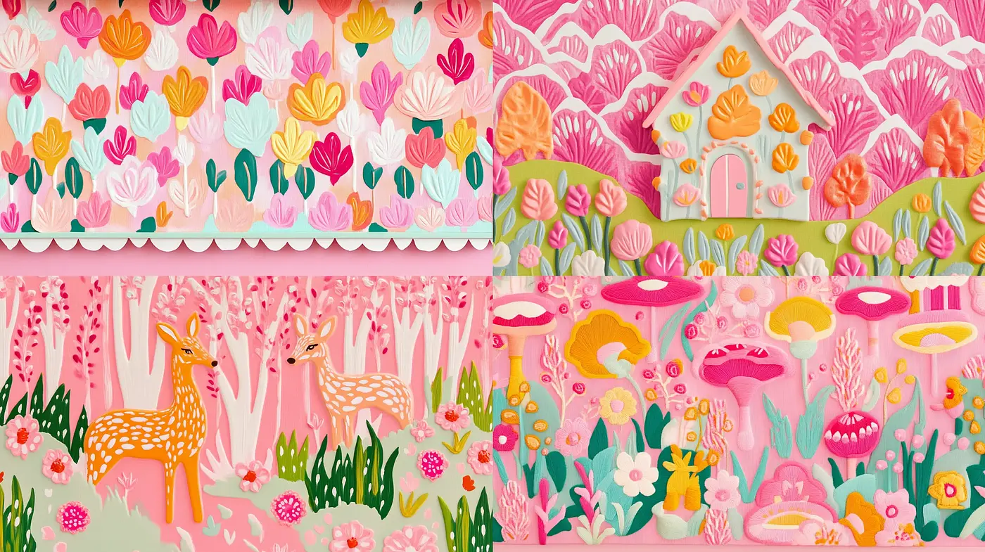 Enchanted Garden of Whimsical Florals and Fauna - Midjourney sref style