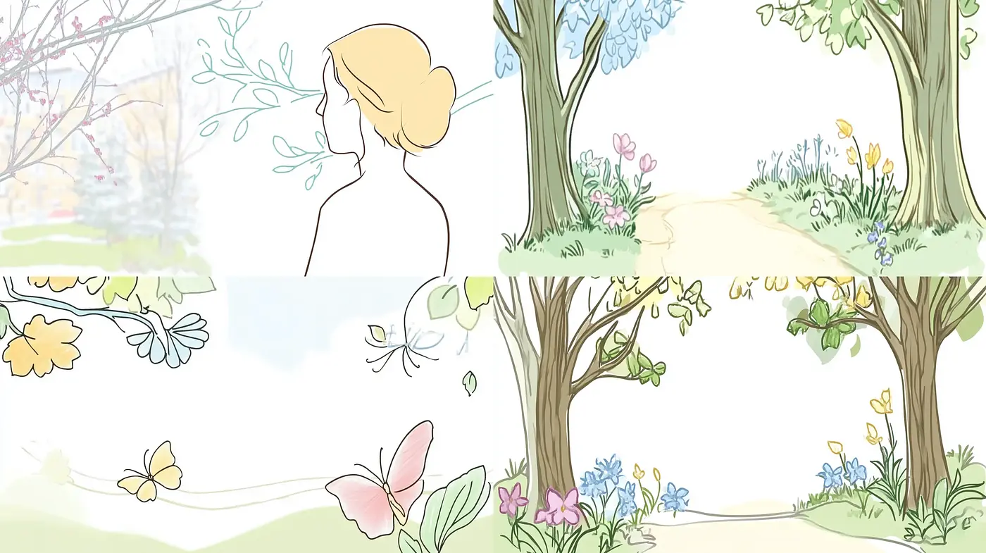 Ethereal Pastel Dreamscape with Delicate Line Art - Midjourney sref style