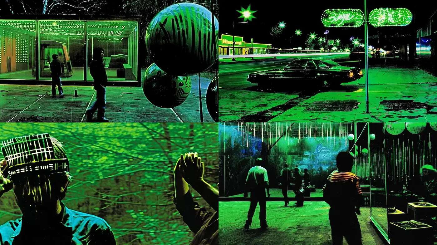 Surreal Neon Vision with a Vintage Cinematic Quality - Midjourney sref style