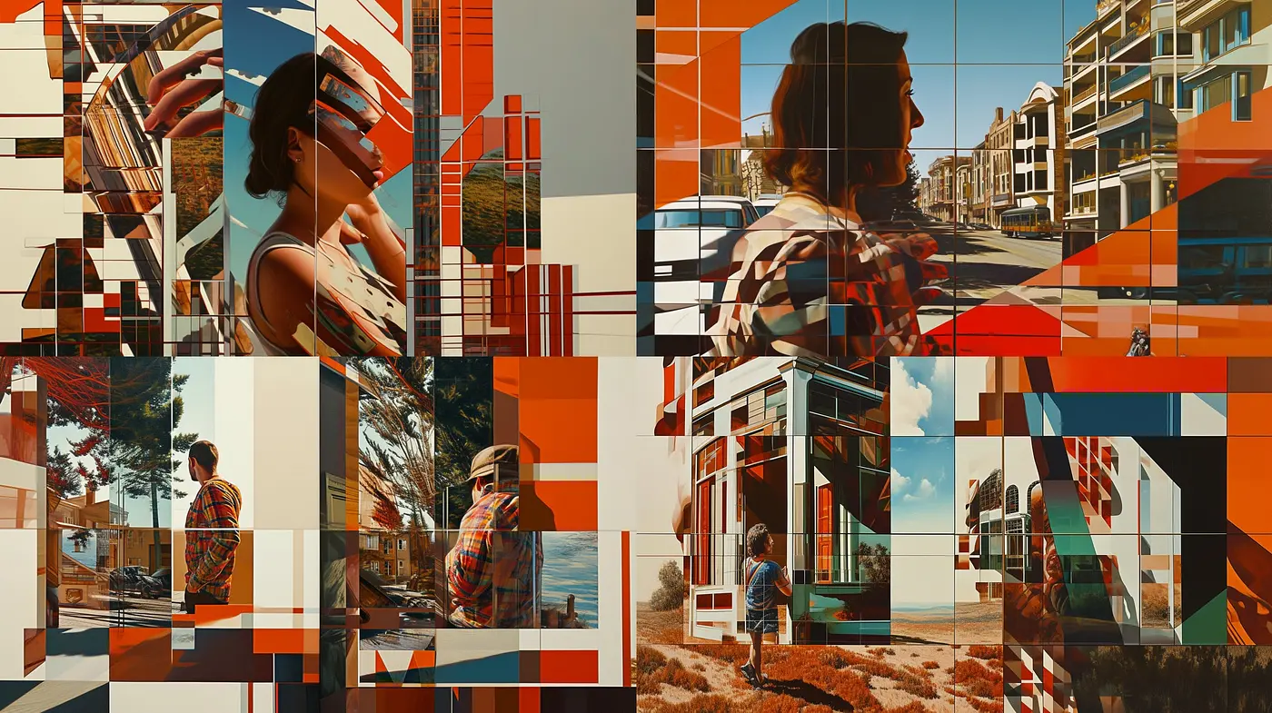 Geometric Abstraction Across Urban and Natural Landscapes - Midjourney sref style