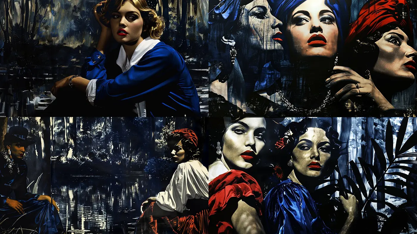 Mysterious Nocturne: A Synthesis of Film Noir and Expressive Brushwork - Midjourney sref style