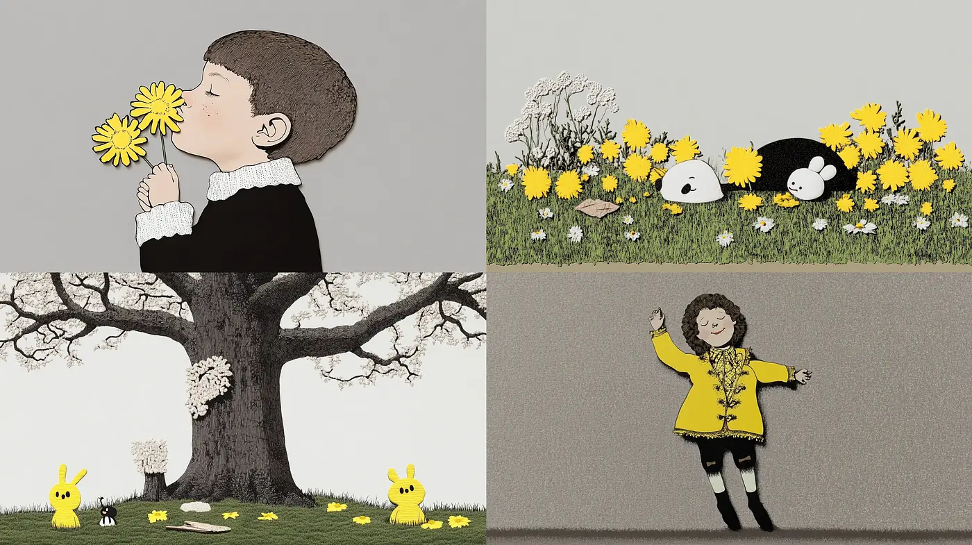 Whimsical Storybook Illustrations with Pastel Textures and Delicate Details - Midjourney sref style
