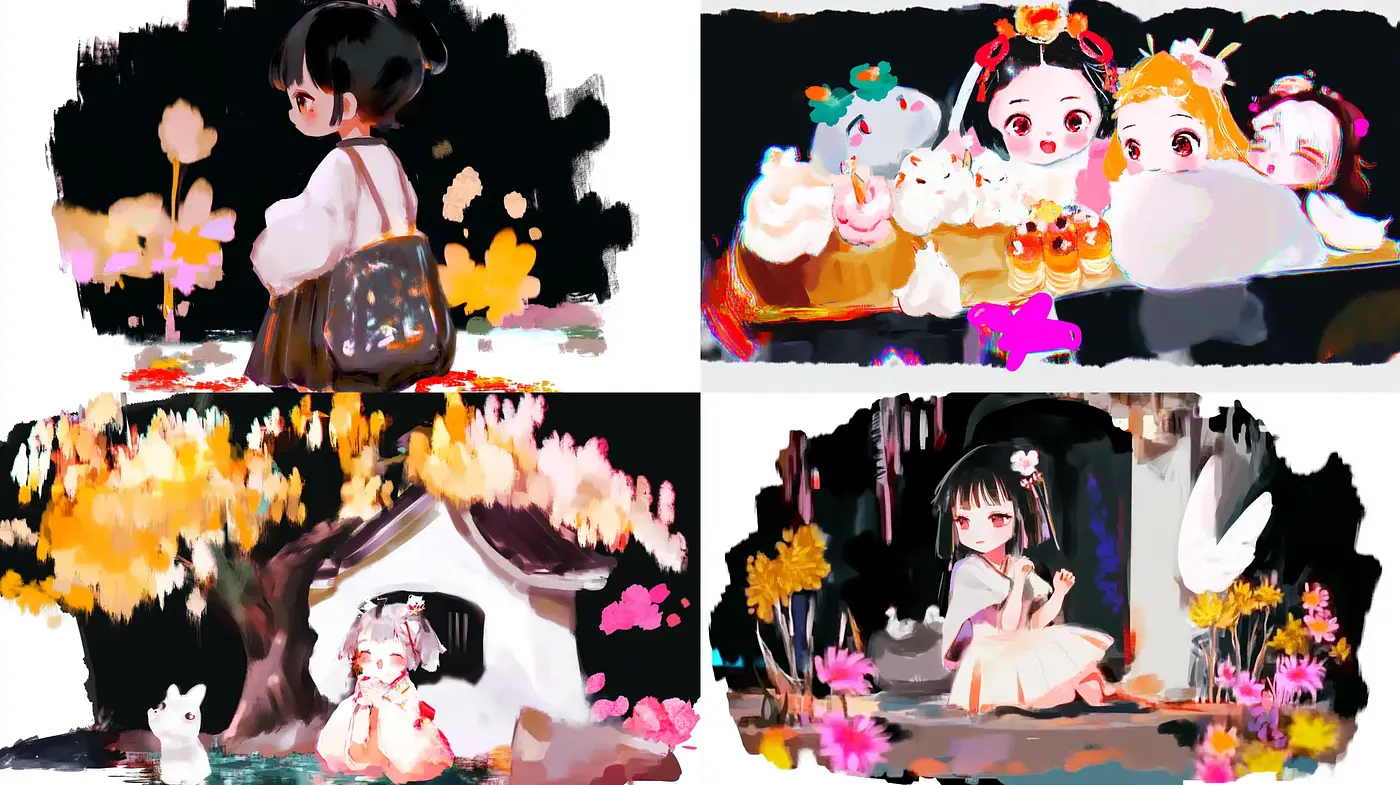 Lively Brushwork and Vivid Storybook Whimsy - Midjourney sref style