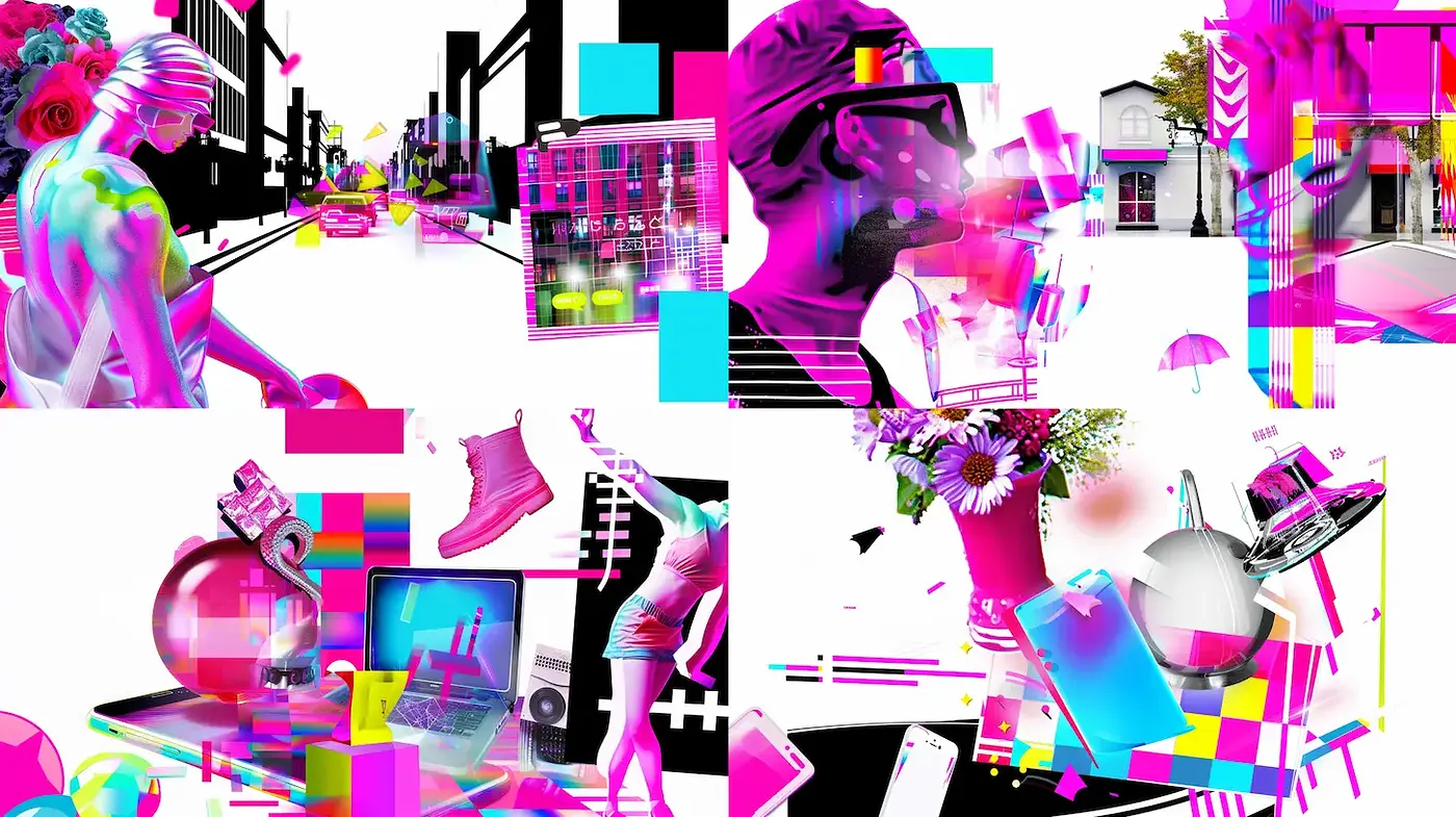 Vibrant and dynamic synthesis of contemporary pop art and digital aesthetics - Midjourney sref style