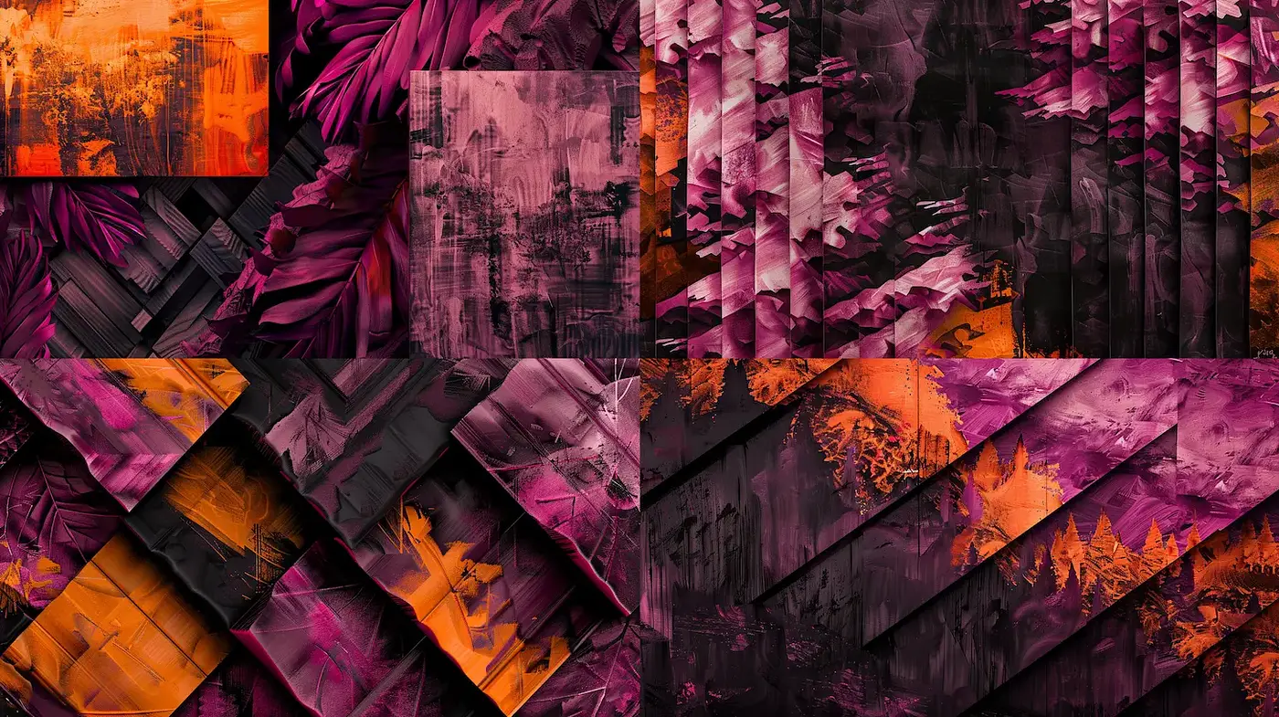 Dynamic Abstract Composition with Bold Textures and Vivid Colors - Midjourney sref style