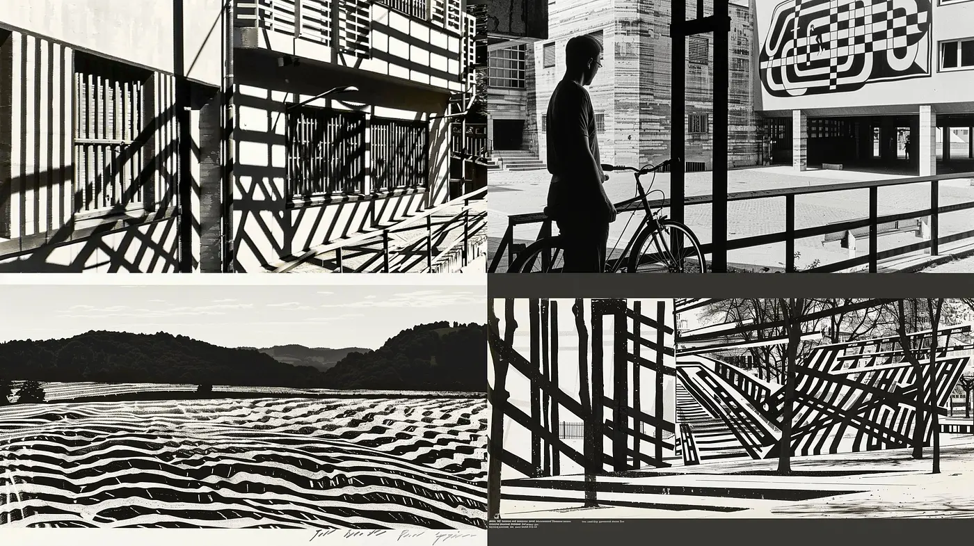 Monochromatic Shadowscape: A Study in High-Contrast Black and White - Midjourney sref style