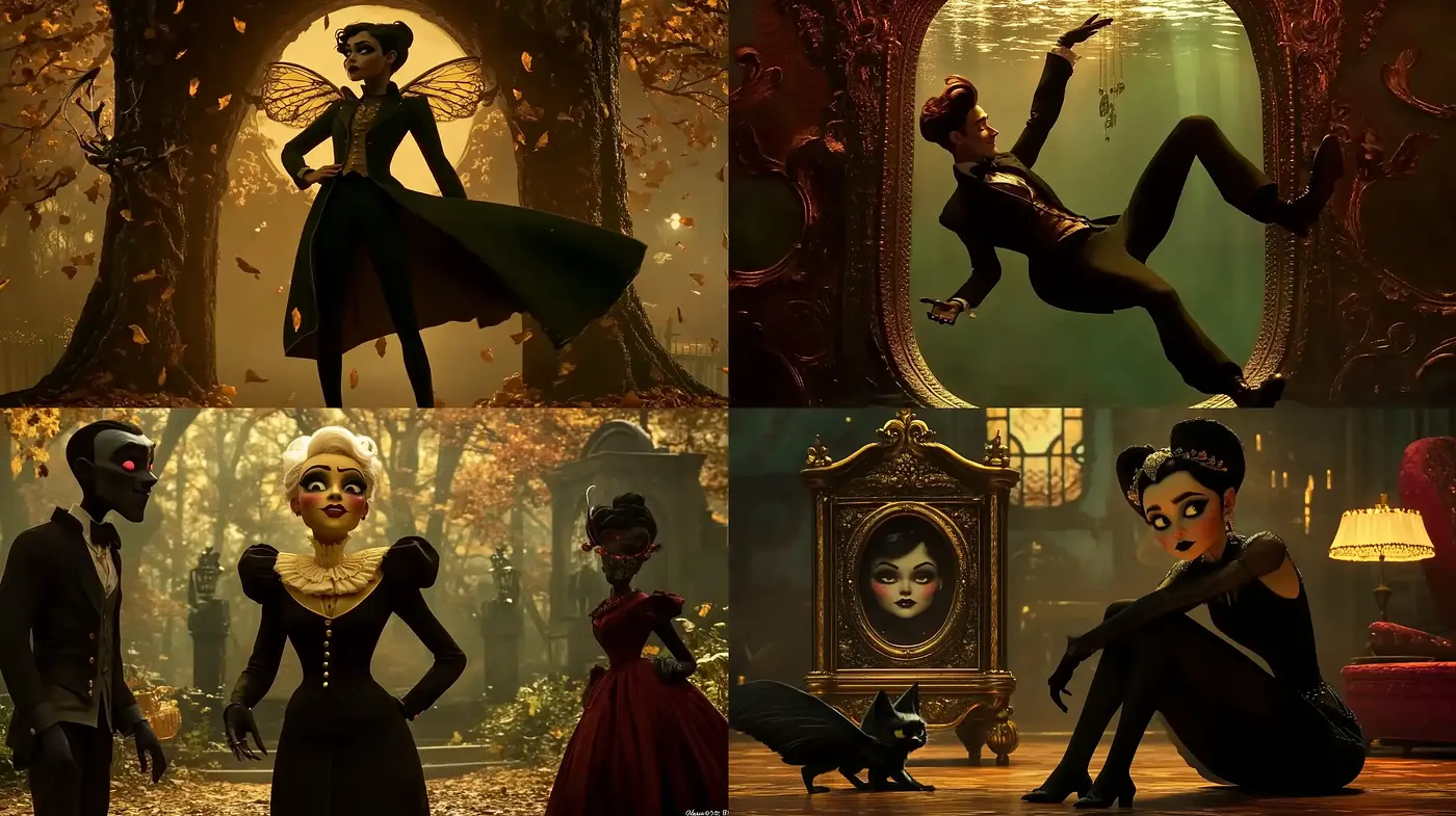 Ethereal Gothic Elegance in Amber Hues - Midjourney sref style
